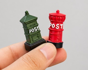 Juego de mini buzones de correos (2 piezas) para dioramas, accesorios para escenas callejeras y dioramas.