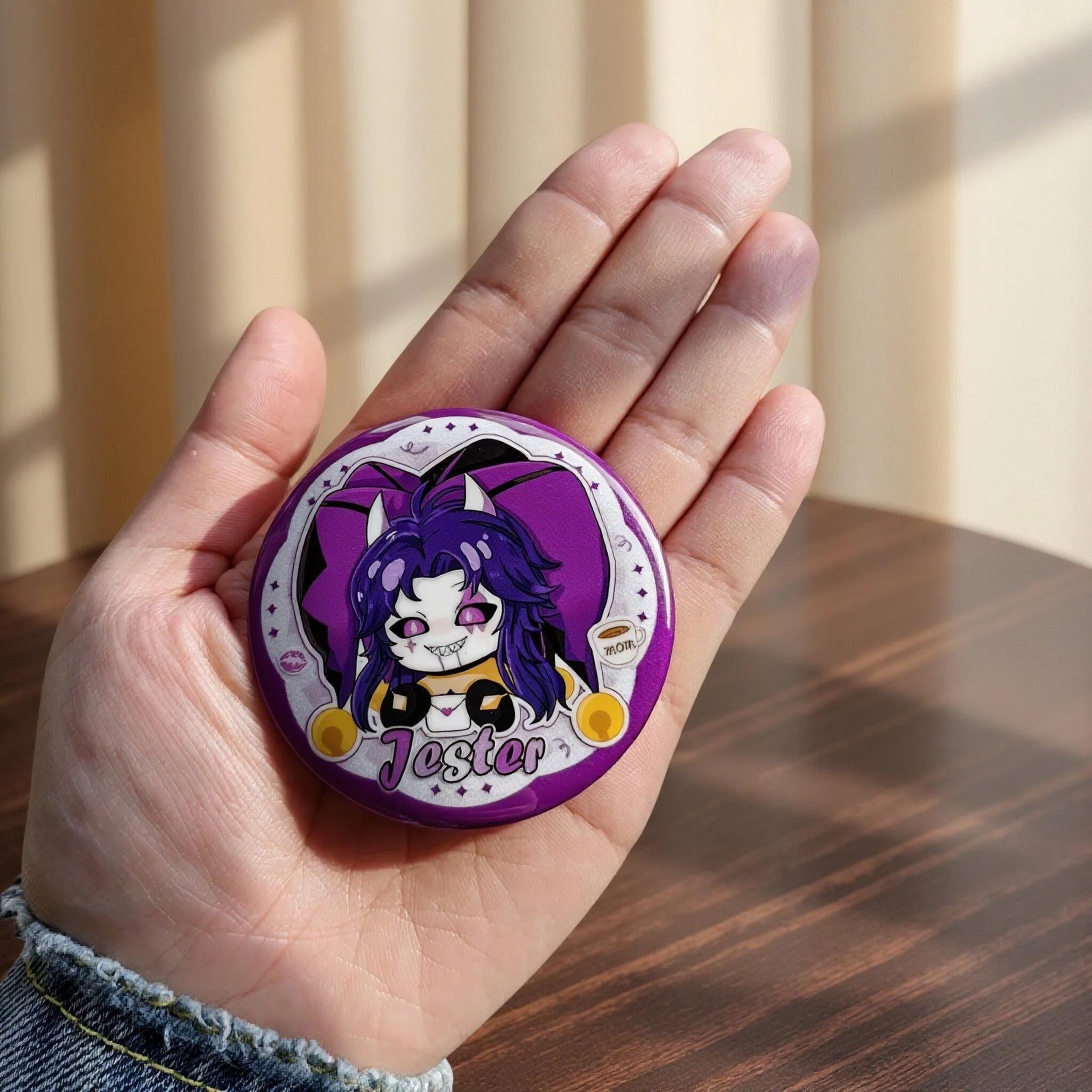 Pierrot Freak Circus Jester Keychain& Pin Creepy Cute Alt