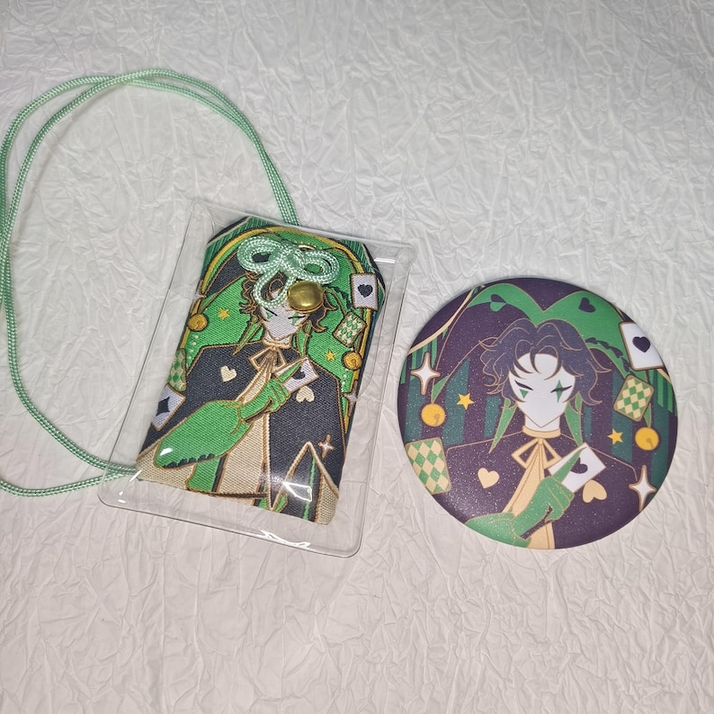 Ciondolo ornamentale ricamato ispirato a Pierrot e Arlecchino del Freak Circus / Ciondolo Circuscore H charm+pin