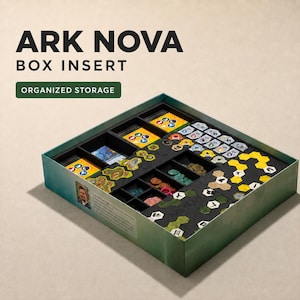 Ark Nova Board Game Insert Organizer | Box Storage Solution (Sleeved Cards)