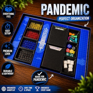 Pandemic Board Game Insert Organizer | Box Storage Solution for Cards, Cubes & Components
