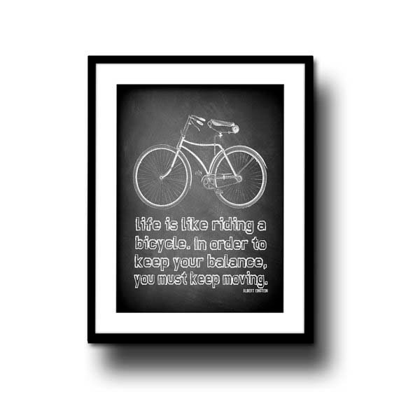 chalkboard art print chalk board bike typography quote home | Etsy