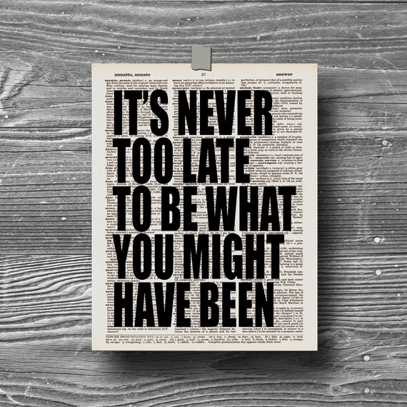 Great things never come Dictionary Art Print Page Motivational Inspirational