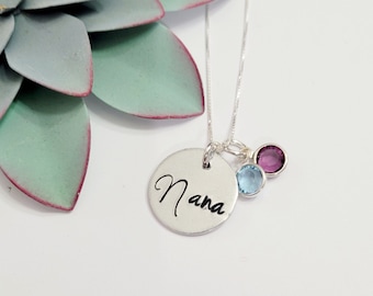 Nana Necklace •Sterling silver necklace • Hand stamped •  Grandma Necklace• Personalized Jewelry• gift from grandchildren • ready to ship