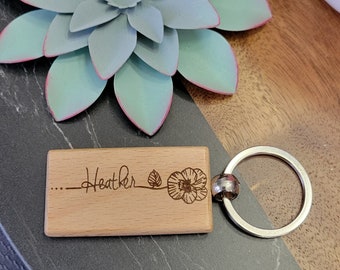 Birth month flower •  keychain • personalized • wife gifts • gift for daughter • sister gifts • teacher gift