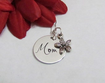 MOM Necklace •Sterling silver • Flower Necklace• Mothers day jewelry • Mothers  necklace • Gift for mom • Ready to ship - gift boxed