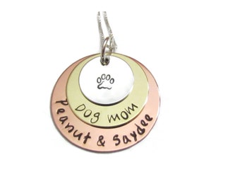 DOG MoM  Necklace • Personalized Necklace • PAW print •Hand Stamped Jewelry • Pet LOVER necklace • gifts for mother's day