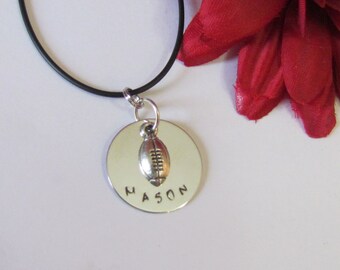 BOYS Necklace • Personalized Sport Charm • Hand Stamped Jewelry •  Football • guitar• hockey• motorcycle• basketball