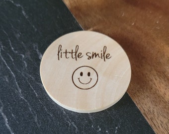 smile Token • pocket token •personalized • long distance • gifts for him • Valentine gift • Wife • husband • child •engrave wood token