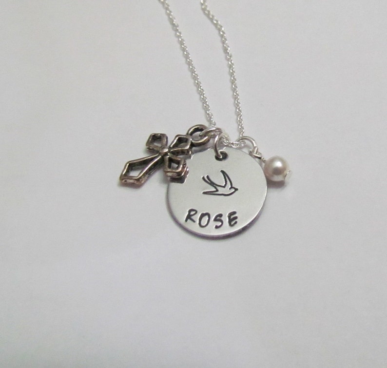 SILVER CROSS NECKLACE 1st Communion Necklace Baptism Etsy