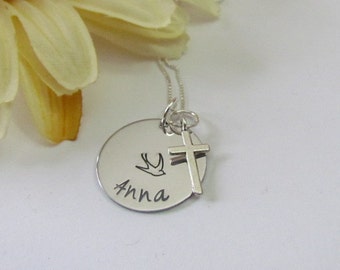 DOVE NECKLACE • Confirmation necklace • Personalized Necklace • Baptism • gifts for girl • 1st communion gifts• gift box included