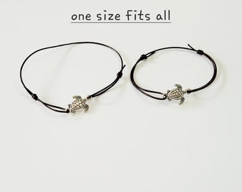 Turtle Leather Bracelet •Unisex Stackable bracelets •Surfer• Simple Adjustable sliding knot •girlfriend gift• girls bracelet • beach lover