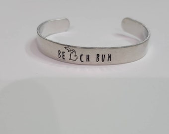 Beach Bum Bracelet • silver cuff bracelet •  destination gifts •girlfriend gift •  beach lover gifts • gift bag for gift giving