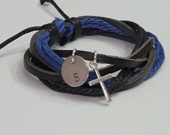 1st Communion gifts for boys•  Leather Bracelet with initial• Silver cross Bracelet• Confirmation gifts • Easter gift