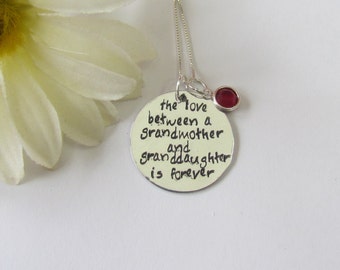 Grandmothers necklace • GRANDDAUGHTERS  LOVE • Birthstone necklace •grandmother gifts • wedding • gift box included