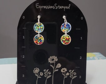 Dainty earrings lightweight  silver Earrings for her Birthday colorful earring gift daughter dangle round earrings
