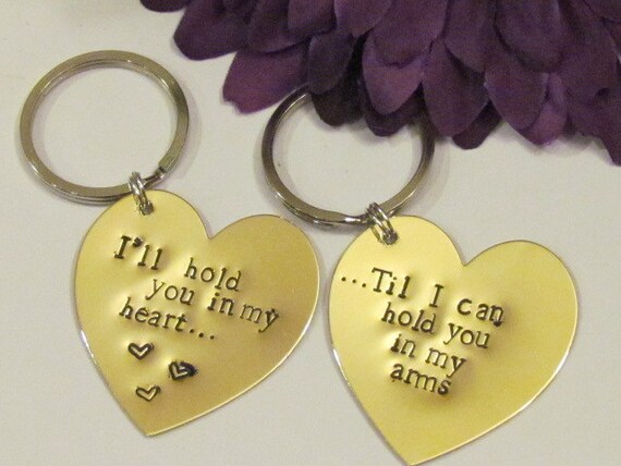 Love Quote Heart Keychains Brass Boyfriend Girlfriend Etsy