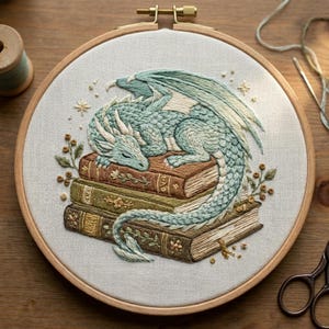 Sleeping Dragon Embroidery Kit – Whimsical Fantasy Needlework for Book Lovers