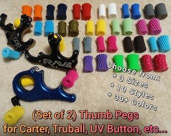 Perillas de botón para el pulgar ~~~ Compatible con lanzamientos Carter Truball Nock 2 It UVB - Clavijas de liberación