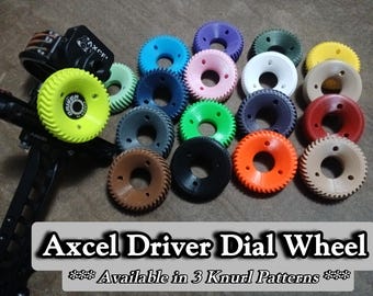 Empuñadura de rueda de dial ~~~ Se adapta a las miras del conductor Axcel - Ergonómica con 3 patrones de moleteado