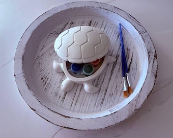 Paintable Plaster Jewelry Box Turtle | Painting Kit for Kids