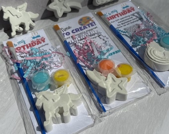 Paint Your Own Magnet Craft Kit | Plaster Rainbow Star Unicorn | Party favor | Painting Activity