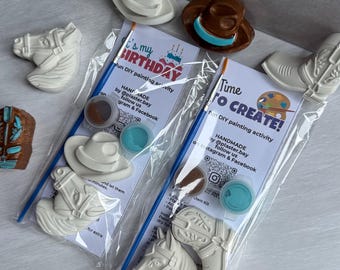 Cowboy Paint Kit | Western Party Favor | Paint Your Own Plaster Craft Kit