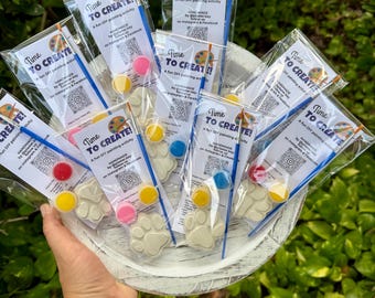 Paint Your Own Dog Paw Magnet Kit | Puppy Theme Kids Craft | Dog Party Activity | Plaster Craft Kit