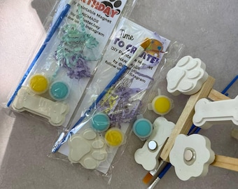 Paint Your Own Dog Paw Magnet Kit | Puppy Theme Kids Craft | Dog Party Activity | Plaster Craft Kit