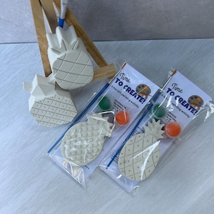 May include: A DIY painting kit featuring pineapple-shaped plaster figures, paint, and a paintbrush. The kit includes two pineapple figures, paint, and a paintbrush. The text "Time to Create!" is visible on the packaging.