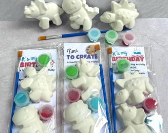 Set of 2 Plaster Dinosaur Painting Kit, Kids Craft Activity, Birthday Party Favor
