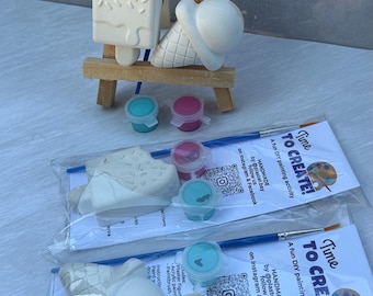Ice Cream Birthday Party Favor – DIY Ice Cream Painting Kit with Paints & Brush