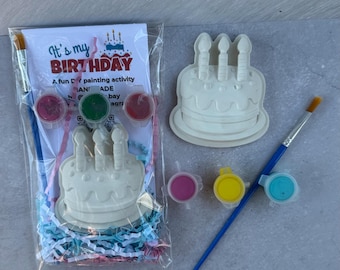 Plaster Birthday Cake Painting Kit, Kids Craft Activity, Includes Paints, Brush
