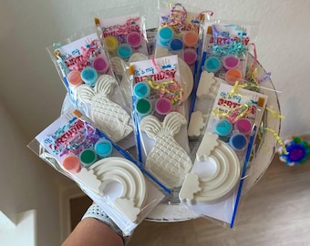 Plaster Painting Kit, Unicorn Mermaid Rainbow Star Flower Figures, Kids Birthday Party Favor