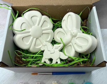 Plaster Paint Kit | Butterfly, Flower, Unicorn Magnet Craft Set