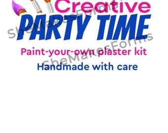 Creative Party Time – Packaging Insert Cards for Plaster Paint Kits (Printable)  2 Sizes Included