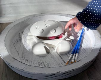 Ready to paint Jewerly box | Paintable Jewelry Box Crab | Painting Kit for Kids