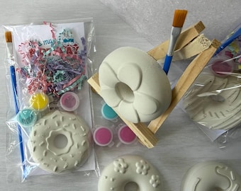 Paint Your Own Donut Craft Kit, Kids Birthday Party Favor Activity