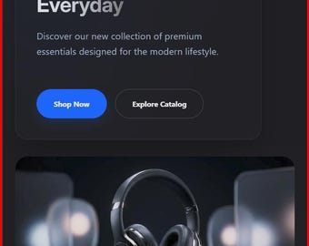 Premium Shopify Hero Abschnitt 2.0 • Hochgeschwindigkeits-Flüssigkeitscode • Dark Mode "Cyber" -Ästhetik • Bild mit Textüberlagerung • Keine Apps erforderlich