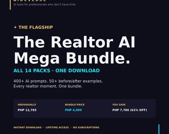 AI Prompts for Realtors Mega Bundle | 400+ ChatGPT Prompts | Real Estate Marketing | All 14 Packs | Listing CMA Email | PDF