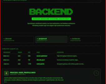 Hacker Portfolio Website Vorlage | Weiter.js Reagieren Cyberpunk Theme | Entwickler-Lebenslauf | "Linux Klemmenstil |.""" Software Engineer Landing Page