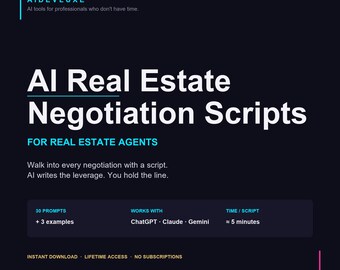 Mensajes de IA para agentes inmobiliarios / Paquete de guiones de negociación / Plantillas para agentes inmobiliarios / 30 mensajes de ChatGPT Claude / Contador de ofertas / PDF