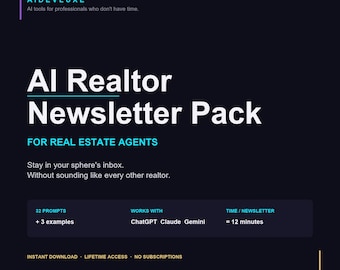 Mensajes de IA para agentes inmobiliarios / Paquete de correo electrónico para boletines informativos / Marketing inmobiliario / 32 mensajes de ChatGPT / Plantillas de correo electrónico Sphere / PDF