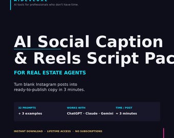 Mensajes de IA para agentes inmobiliarios / Paquete de Reels con subtítulos para redes sociales / Marketing inmobiliario / 32 Mensajes de ChatGPT / Instagram TikTok / PDF