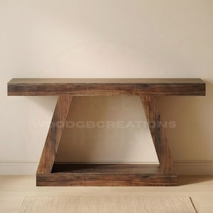 Farmhouse Rustic Console Table 55-inch Sofa Table Storage Wooden Entryway Living-Room Brown