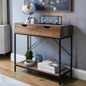 Narrow Console Table Wooden Side Table Hallway Storage Unit Bedside Shelf Drawer