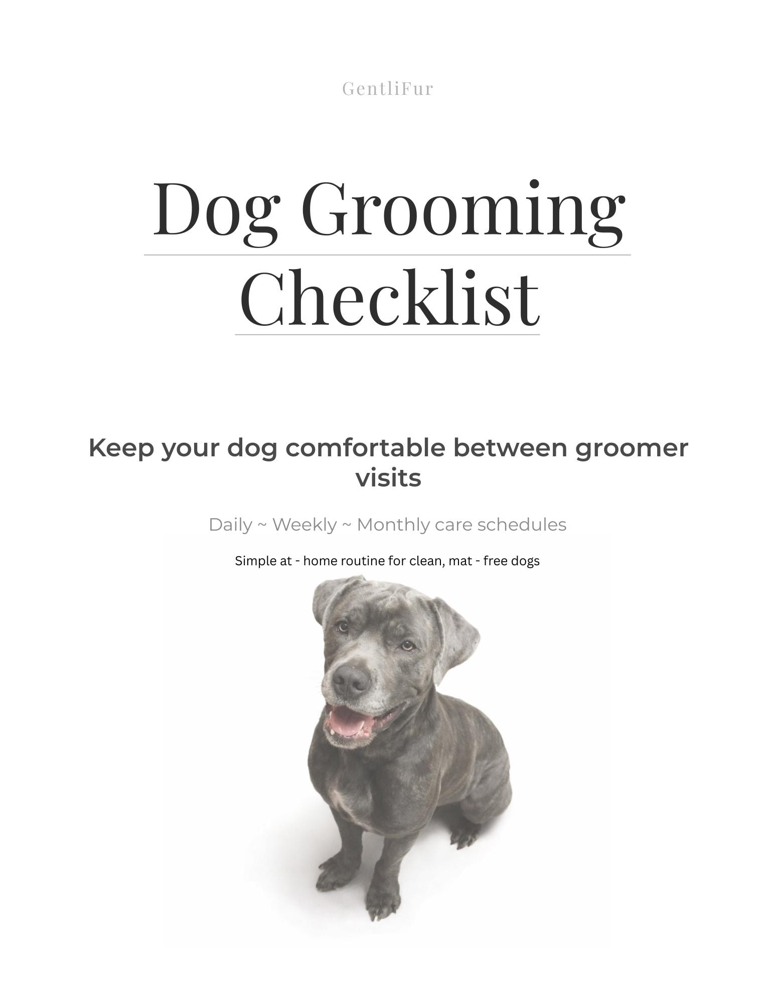 Dog Grooming Checklist Printable | Pet Care Routine | Daily Weekly ...