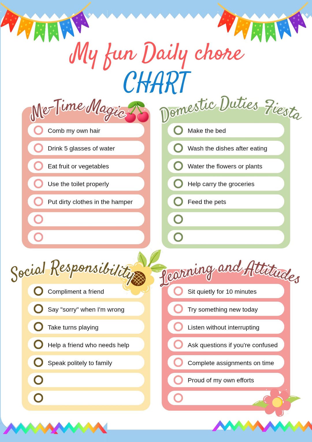 Kids Daily Routine Chart | Playful Design|all Ages |unicorns and ...