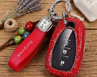 Funda para llavero rosa brillante para Chevrolet Malibu, Equinox, Traverse, Camaro, Cruze y Blazer, con brillantes diamantes de imitación, regalo para llave inteligente de 4 y 5 botones.