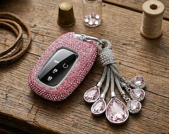Funda para llavero con diamantes de imitación BlingRed para Honda Accord Civic CR-V Pilot HR-V 2023-2024. Lujosa funda de cristal con borla, ideal como regalo.